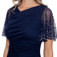Vestido de festa feminino Betsy &amp; Adam com babados em cascata, azul, tamanho 12