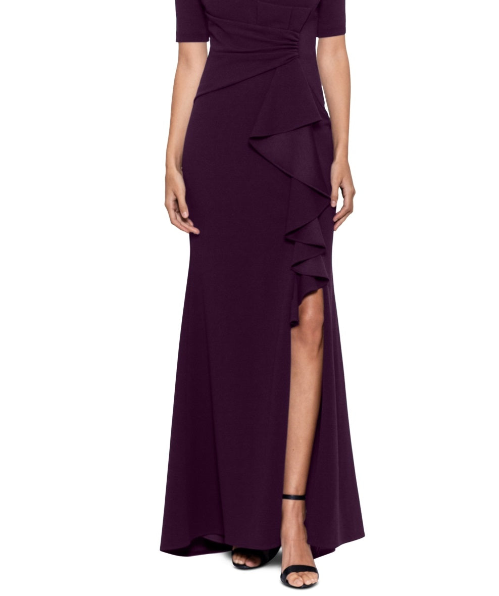 Vestido feminino Betsy &amp; Adam com babados e franzidos, roxo, tamanho 4, pequeno