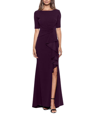Vestido feminino Betsy &amp; Adam com babados e franzidos, roxo, tamanho 16, pequeno