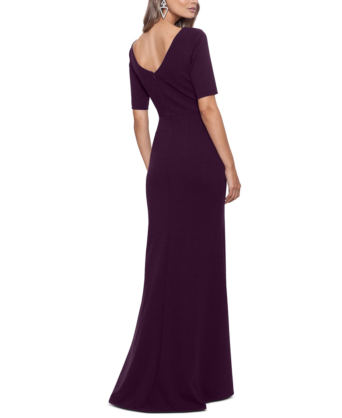 Vestido feminino Betsy &amp; Adam com babados e franzidos, roxo, tamanho 16, pequeno