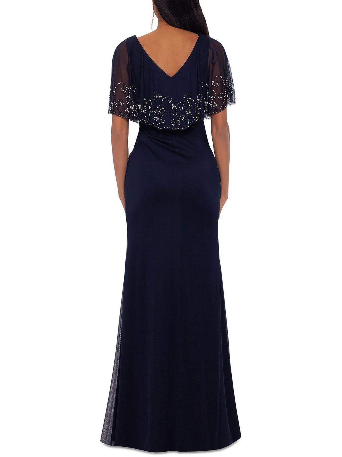 Vestido de festa feminino Betsy &amp; Adam com contas, azul, tamanho 14, pequeno