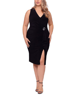Vestido feminino Betsy &amp; Adam com strass e alfinetes, preto, tamanho 14W