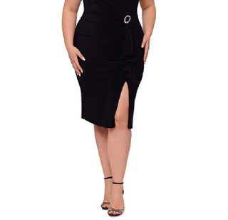 Vestido feminino Betsy &amp; Adam com strass e alfinetes, preto, tamanho 14W