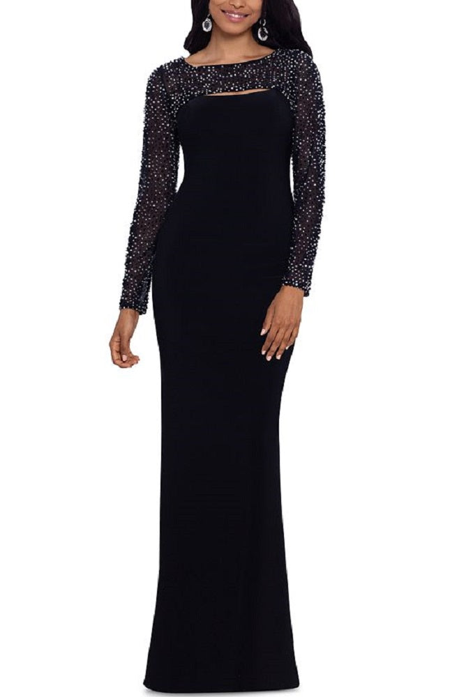 Vestido recortado com detalhes Betsy &amp; Adam para mulheres, preto, tamanho 10, pequeno