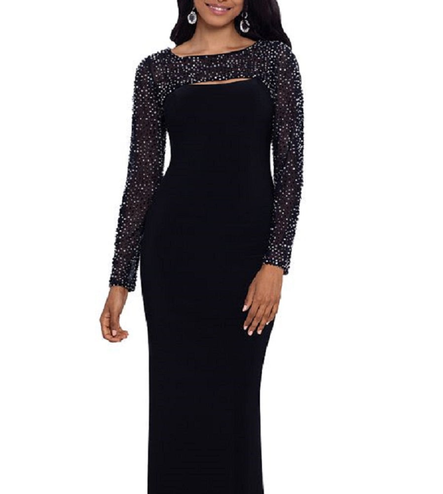 Vestido recortado com detalhes Betsy &amp; Adam para mulheres, preto, tamanho 10, pequeno