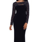 Vestido feminino Betsy &amp; Adam com recortes embelezados, preto, tamanho 12, pequeno