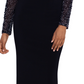 Vestido feminino Betsy &amp; Adam com recortes embelezados, preto, tamanho 12, pequeno