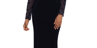 Vestido feminino Betsy &amp; Adam com recortes embelezados, preto, tamanho 12, pequeno
