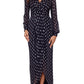 Vestido plissado estampado feminino Betsy &amp; Adam, preto, tamanho 10