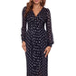 Vestido plissado estampado feminino Betsy &amp; Adam, preto, tamanho 10