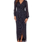 Vestido plissado estampado feminino Betsy &amp; Adam, preto, tamanho 12