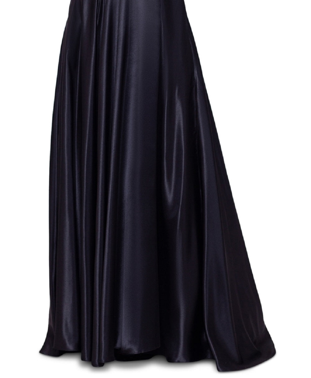 Blondie Nites Junior's Illusion Applique Charmeuse Vestido Preto Tamanho 7