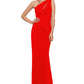 Vestido feminino Betsy &amp; Adam com recorte de um ombro só, vermelho, tamanho 4