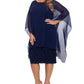 Vestido de renda com sobreposição de chiffon e lantejoulas Betsy &amp; Adam para mulheres, azul, tamanho 18W