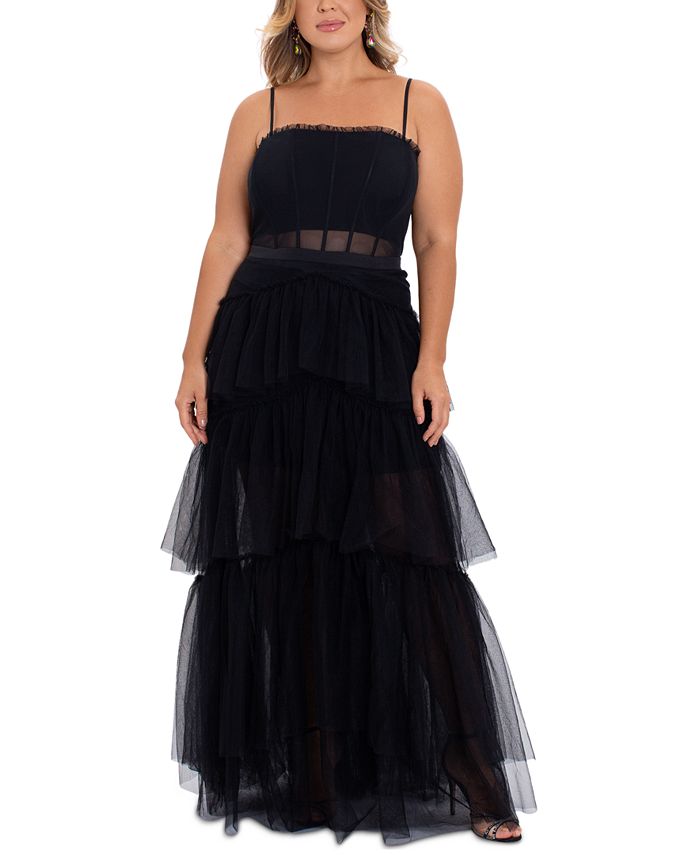 Vestido espartilho de malha feminino Betsy &amp; Adam, preto, tamanho 14W