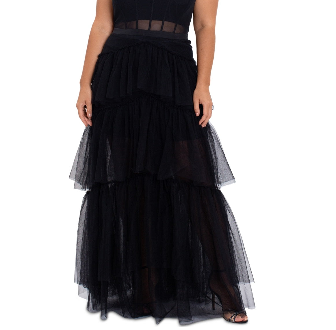Vestido espartilho de malha feminino Betsy &amp; Adam, preto, tamanho 14W