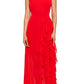Vestido de festa feminino Betsy &amp; Adam com babados e alças largas, laranja, tamanho 10, pequeno