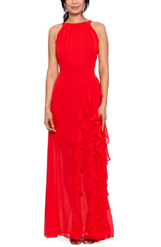 Vestido de festa feminino Betsy &amp; Adam com babados e alças largas, laranja, tamanho 10, pequeno