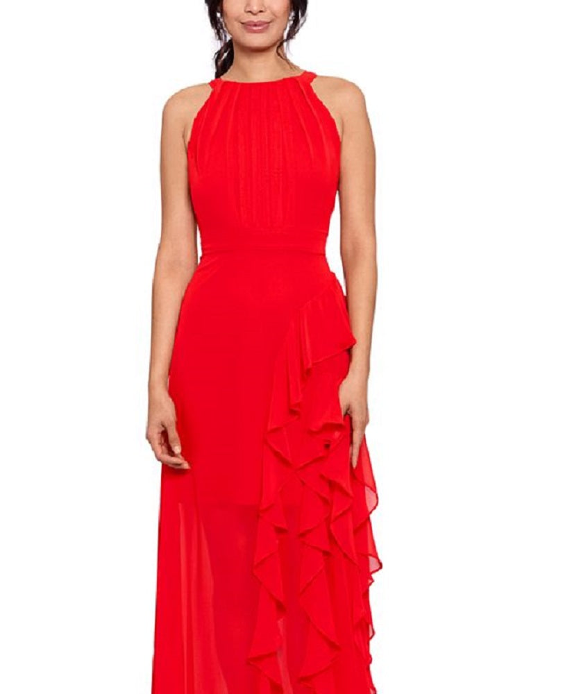 Vestido de festa feminino Betsy &amp; Adam com babados e alças largas, laranja, tamanho 10, pequeno