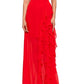 Vestido de festa feminino Betsy &amp; Adam com babados e alças largas, laranja, tamanho 10, pequeno