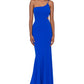 Vestido feminino Betsy &amp; Adam com recorte de um ombro só, azul, tamanho 4