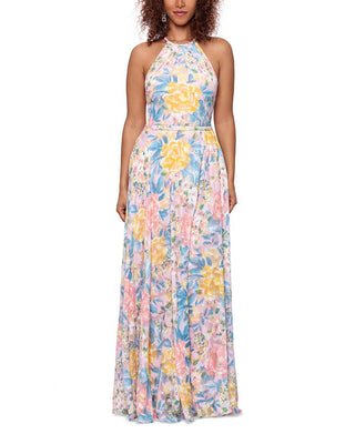 Vestido Betsy &amp; Adam Feminino Halter Burnout Estampado Rosa Tamanho 10