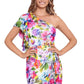 Vestido midi com babados e estampa floral feminino Betsy &amp; Adam, branco, tamanho X-S