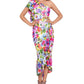 Vestido midi com babados e estampa floral feminino Betsy &amp; Adam, branco, tamanho X-S