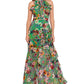 Vestido feminino Betsy &amp; Adam com estampa floral e babados, verde, tamanho 2
