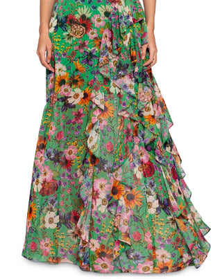 Vestido feminino Betsy &amp; Adam com estampa floral e babados, verde, tamanho 2