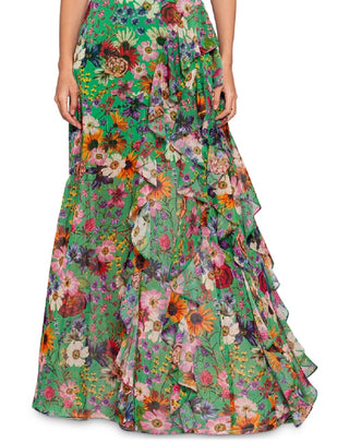 Vestido feminino Betsy &amp; Adam com estampa floral e babados, verde, tamanho 6