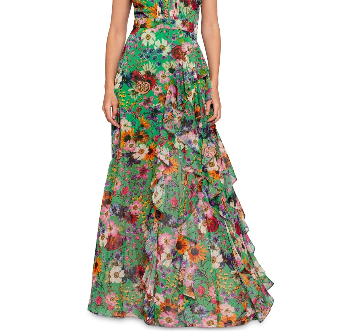 Vestido feminino Betsy &amp; Adam com estampa floral e babados, verde, tamanho 8
