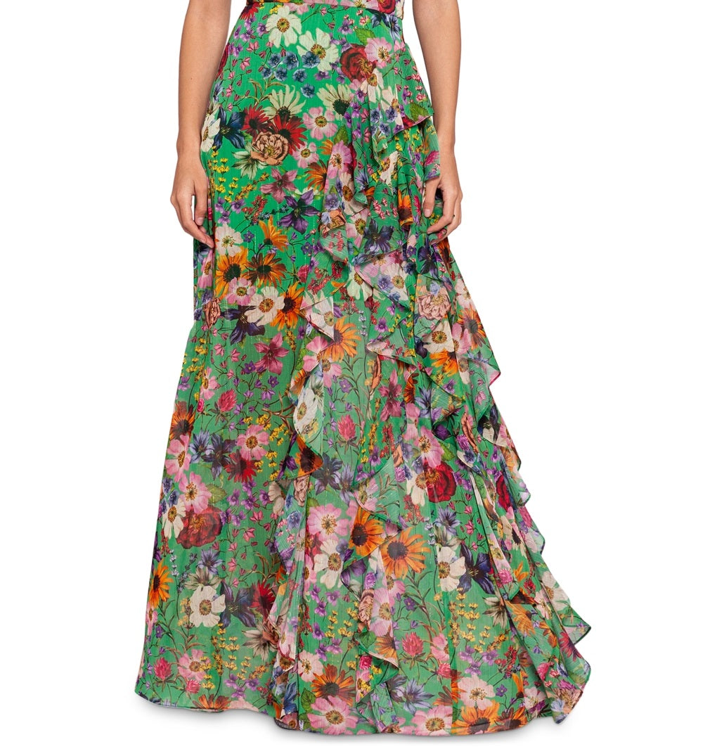 Vestido feminino Betsy &amp; Adam com estampa floral e babados, verde, tamanho 10