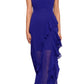 Vestido feminino Betsy &amp; Adam com decote halter e babados, azul, tamanho 4