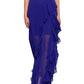Vestido feminino Betsy &amp; Adam com decote halter e babados, azul, tamanho 4