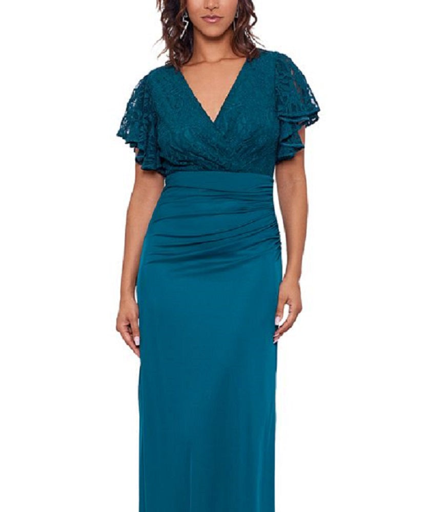 Vestido de renda Betsy &amp; Adam feminino, verde, tamanho 10