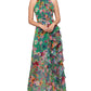 Vestido longo floral com babados Betsy &amp; Adam feminino, verde, tamanho 6, pequeno
