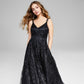 Vestido de baile de malha com alças brilhantes e ilusão Blondie Nites Junior, preto, tamanho 7
