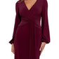 Vestido drapeado com decote em V Betsy &amp; Adam feminino, vermelho, tamanho 12