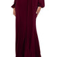 Vestido drapeado com decote em V Betsy &amp; Adam feminino, vermelho, tamanho 12