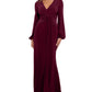Vestido drapeado com decote em V Betsy &amp; Adam feminino, vermelho, tamanho 12