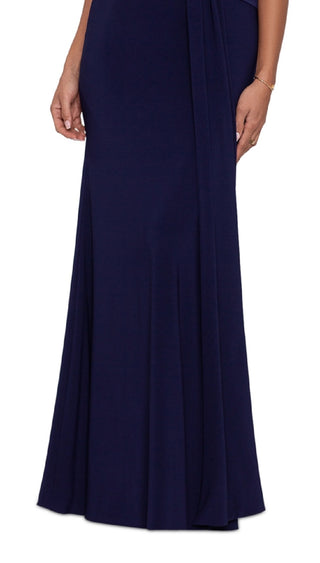 Vestido de festa feminino Betsy &amp; Adam com mangas e contas, azul, tamanho 6