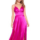 Vestido formal longo com decote em V Blondie Nites feminino, rosa, tamanho 9