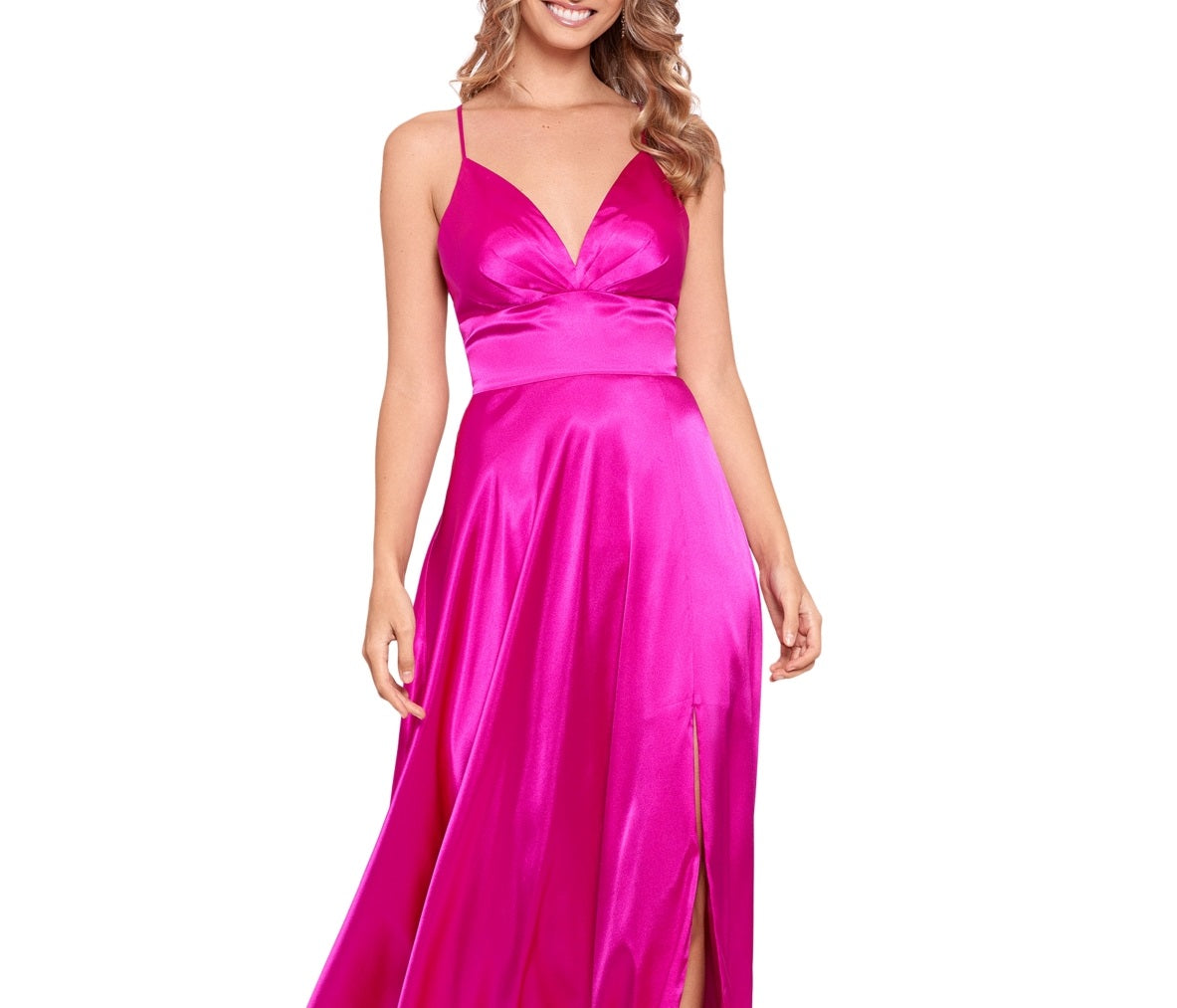 Vestido formal longo com decote em V Blondie Nites feminino, rosa, tamanho 9