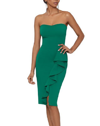 Vestido sem alças com babados Betsy &amp; Adam feminino, verde, tamanho 2