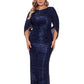 Vestido feminino Betsy &amp; Adam com babados e costas drapeadas, azul, tamanho 16W