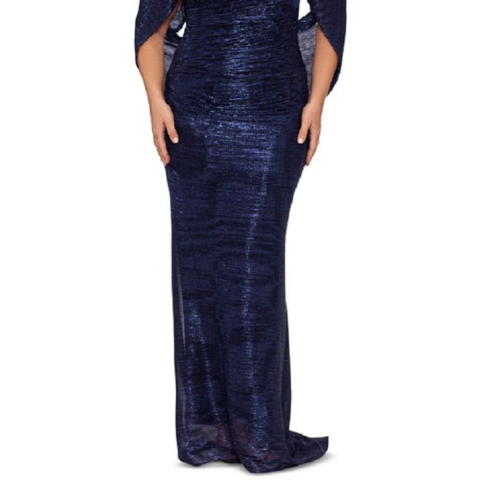 Vestido feminino Betsy &amp; Adam com babados e costas drapeadas, azul, tamanho 16W