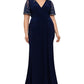 Vestido feminino Betsy &amp; Adam com mangas enfeitadas, azul, tamanho pequeno e pequeno