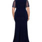 Vestido feminino Betsy &amp; Adam com mangas enfeitadas, azul, tamanho pequeno e pequeno