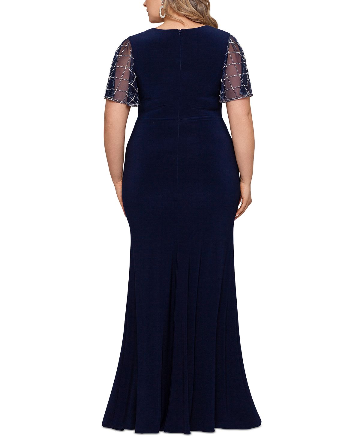 Vestido feminino Betsy &amp; Adam com mangas enfeitadas, azul, tamanho pequeno e pequeno